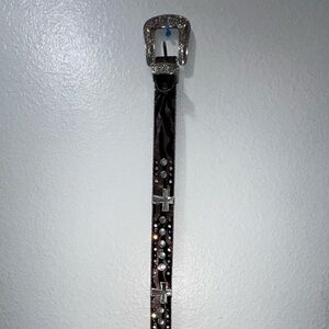Studded Black, Brown and Silver Cross Cowgirl Belt